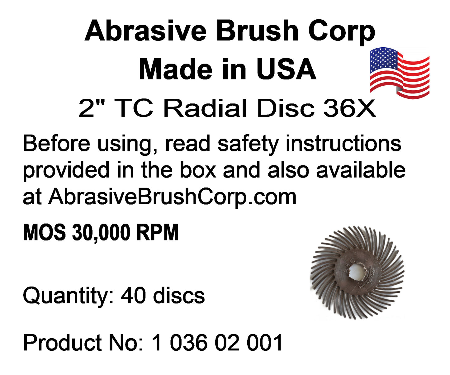 Radial Disc, 2" TC 36X, 40 discs per Box