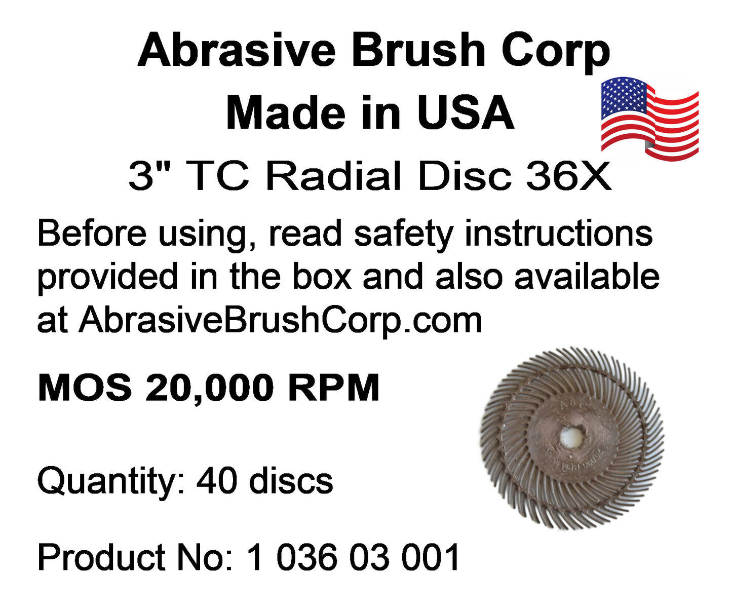 Radial Disc, 3" TC 36X, 40 discs per Box