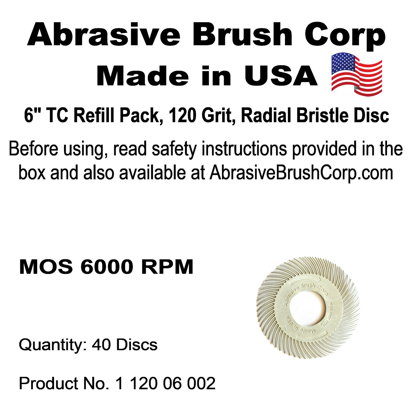 Radial Disc, 6" TC 120X, Box of 40 discs