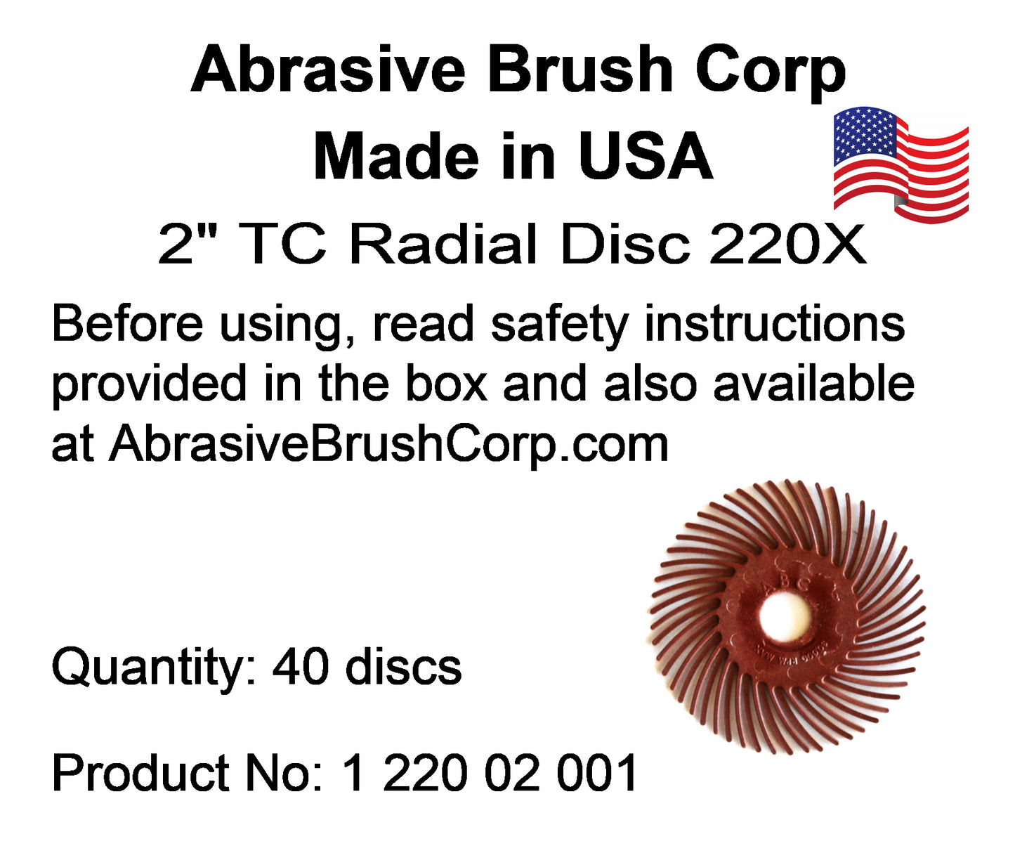 Radial Disc, 2" TC 220X, 40 discs per Box