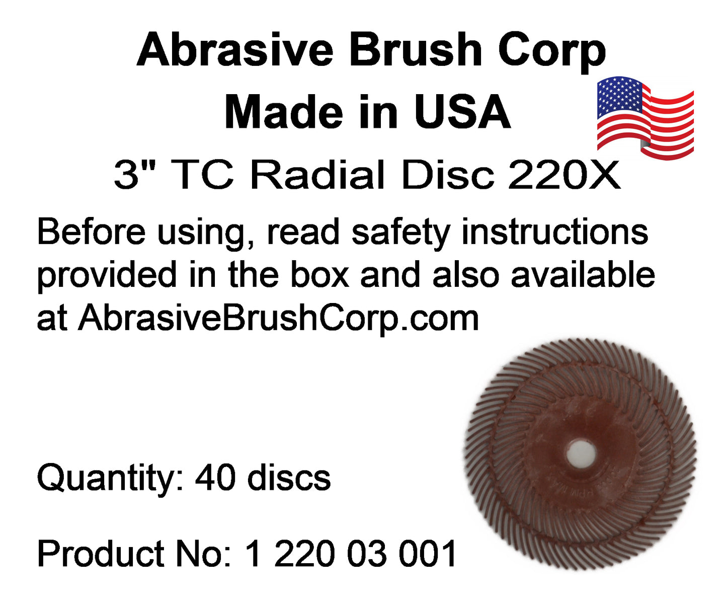 Radial Disc, 3" TC 220X, 40 discs per Box