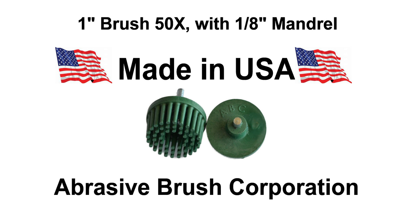 1"Brush 50X, 1/8" Steel Shaft, Box of 10