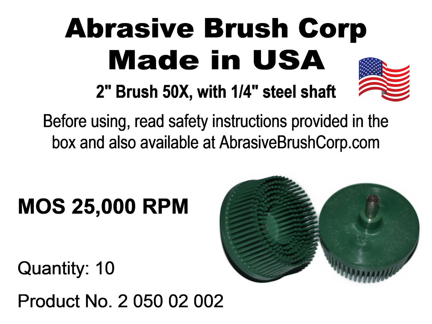 2"Brush 50X, 1/4" Steel Shaft, Box of 10
