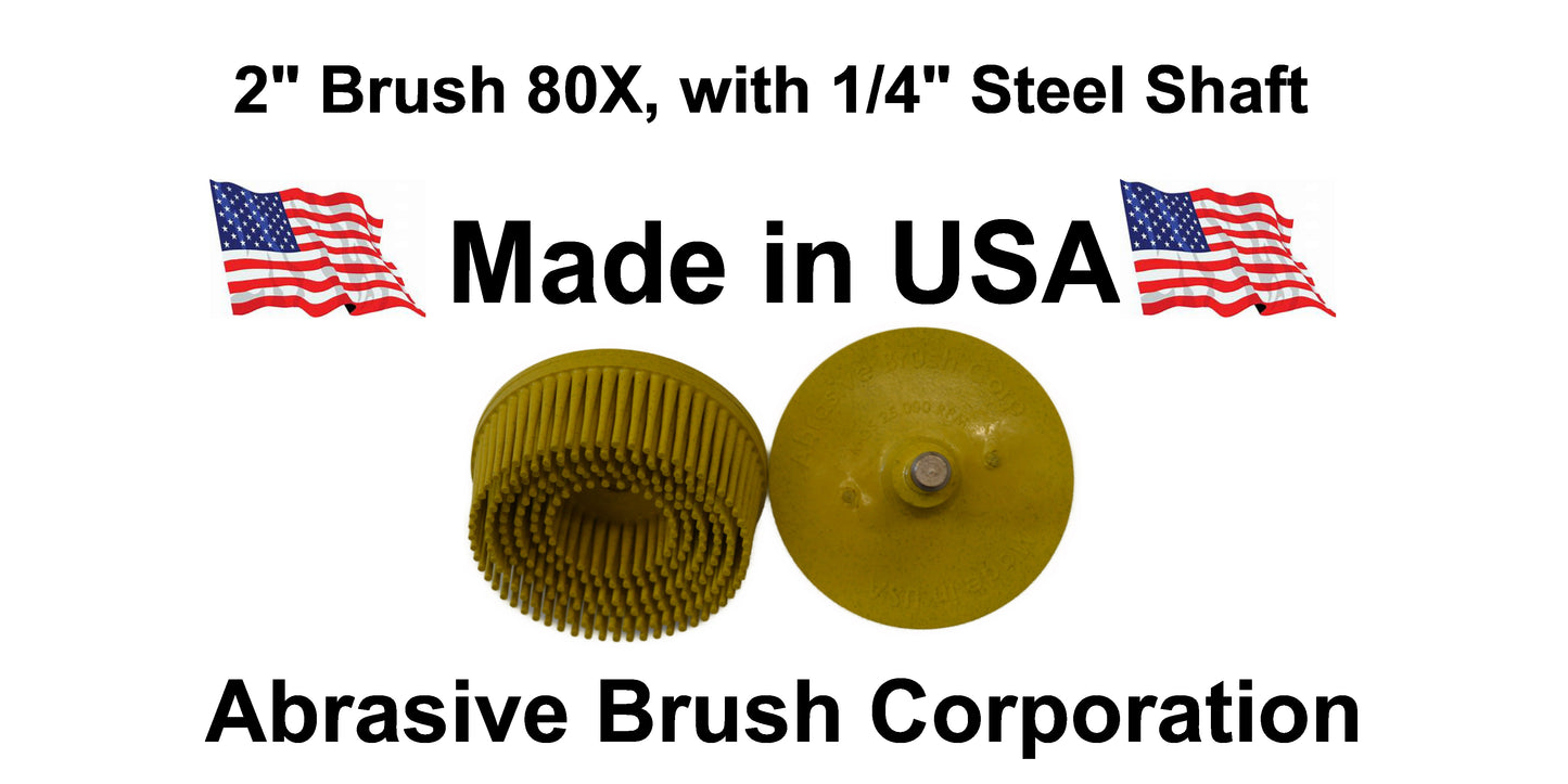 2" Brush 80X, 1/4" Steel Shaft, Bag of 2 Brushes