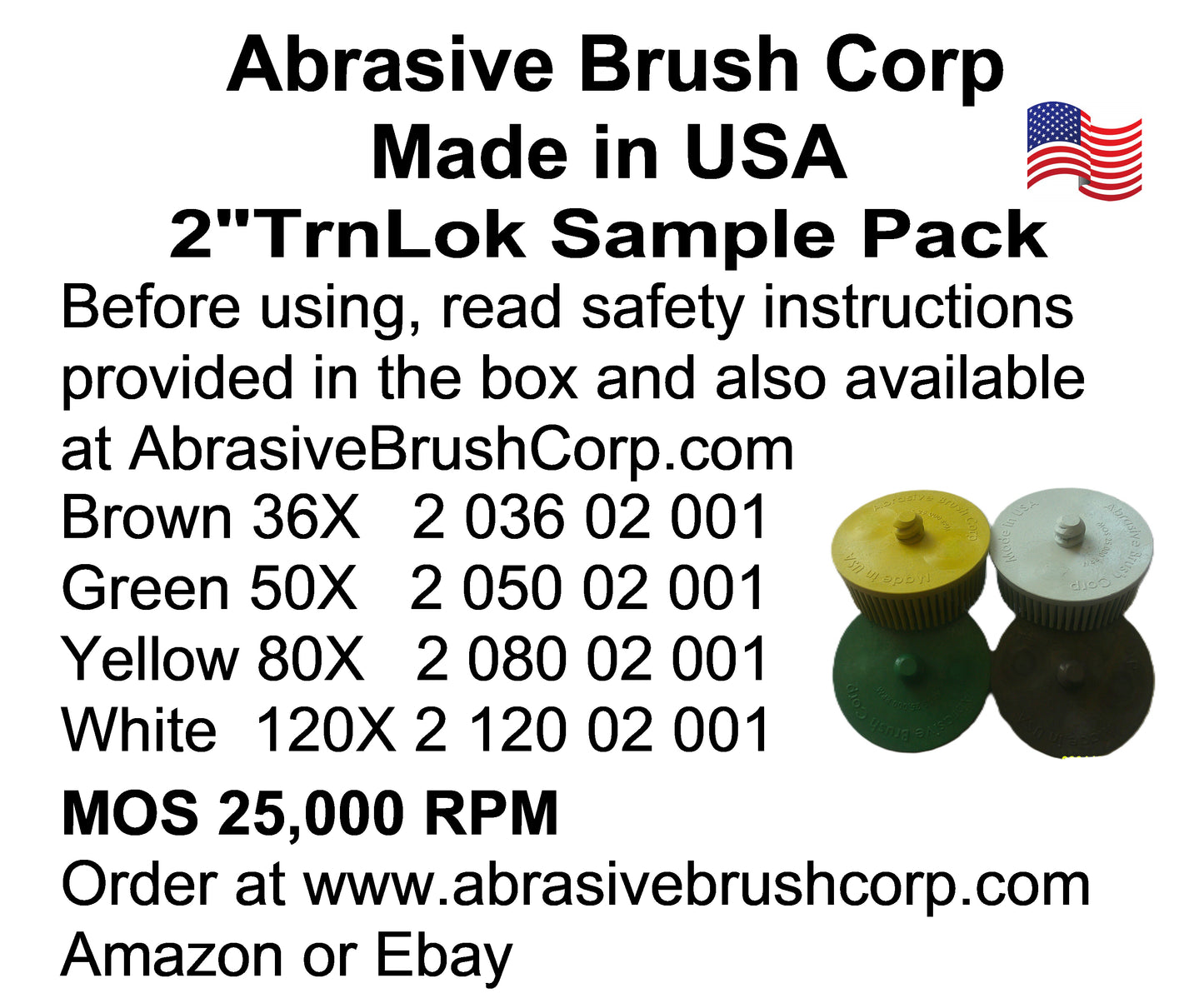 2" Brush TrnLok, Sample Pack, 1 each 36X, 50X, 80X, 120X