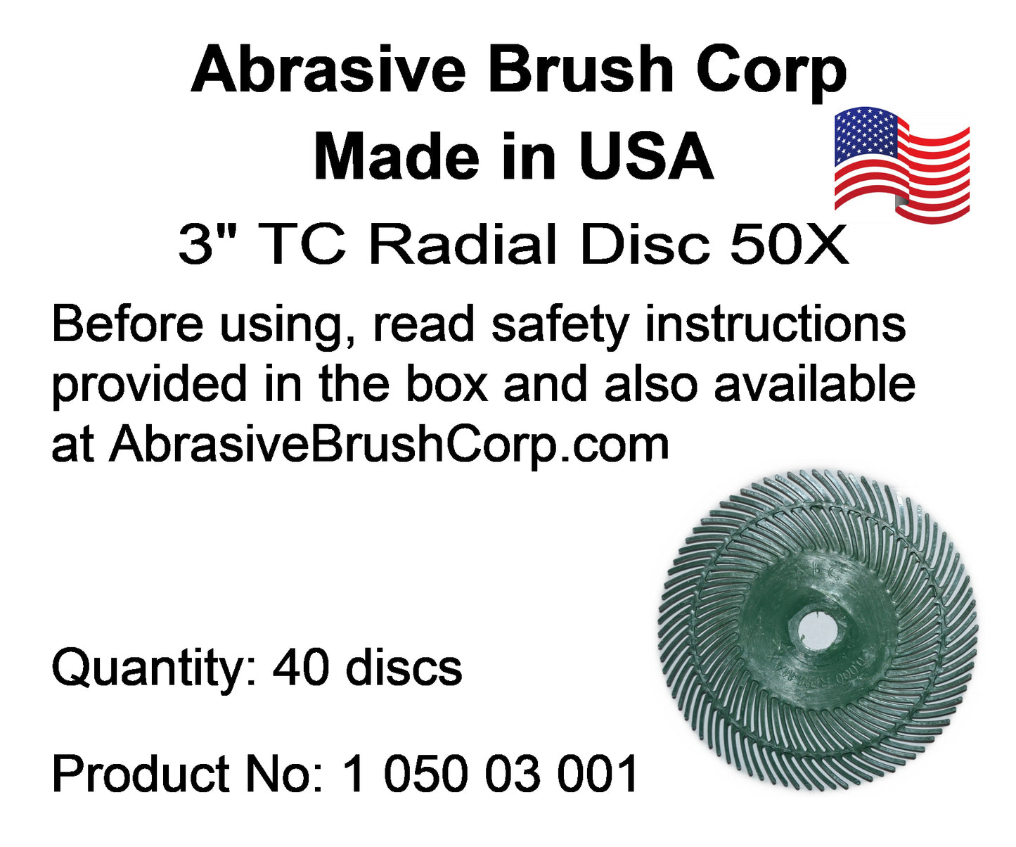 Radial Disc, 3" TC 50X, 40 discs per Box
