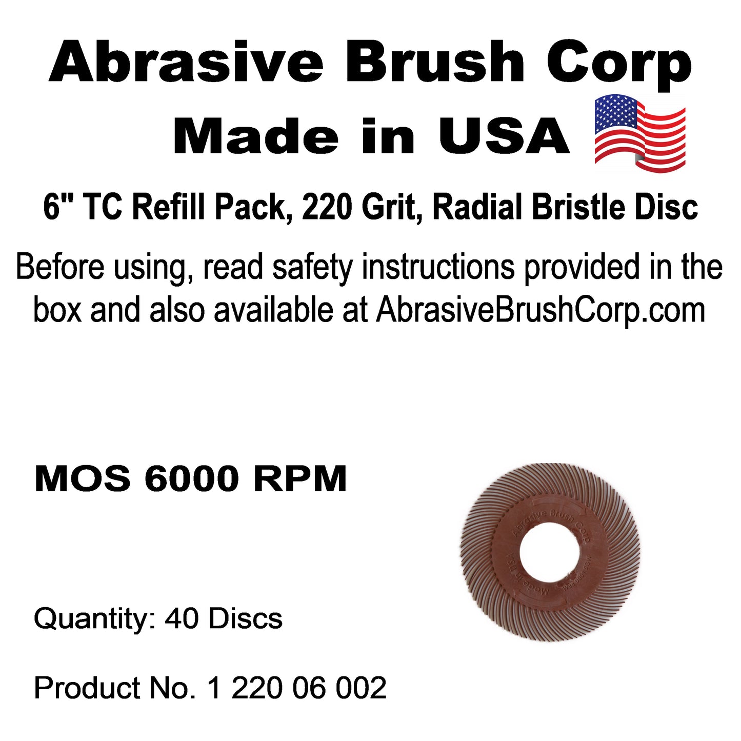 Radial Disc, 6" TC  220X, Box of 40 discs
