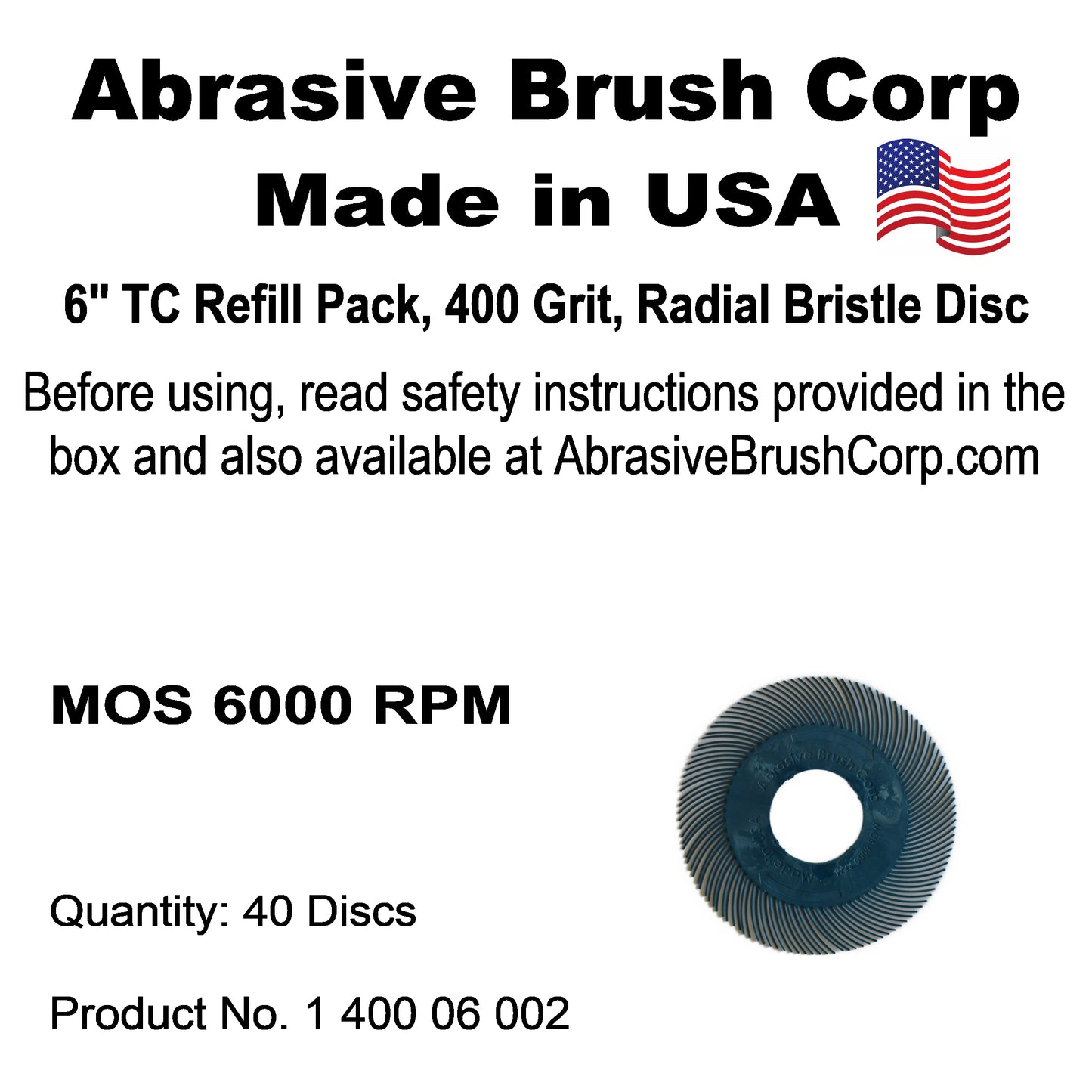 Radial Disc, 6" TC  400X, Box of 40 discs