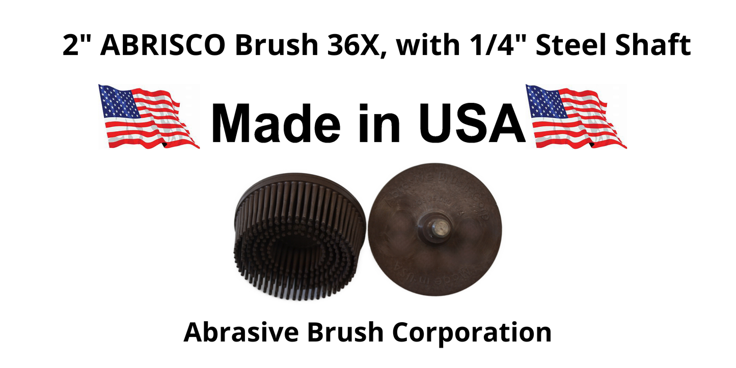 2" ABRISCO Brush 36X, 1/4" Steel Shaft, Bag of 2 Brushes