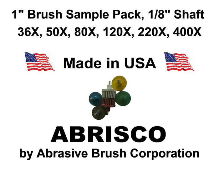 1" Brush 1/8" Steel Shaft, Sample Pack, 6 Brushes per Box