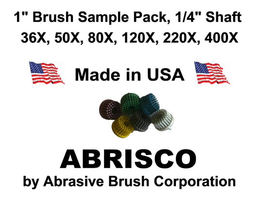 1" Brush 1/4" Steel Shaft, Sample Pack, 6 Brushes per Box
