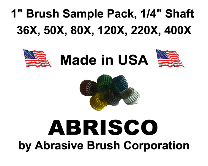 1" Brush 1/4" Steel Shaft, Sample Pack, 6 Brushes per Box