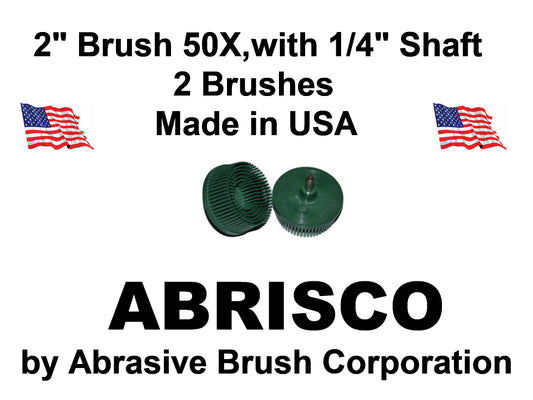 2" Brush 50X, 1/4" Steel Shaft, Bag of 2 Brushes