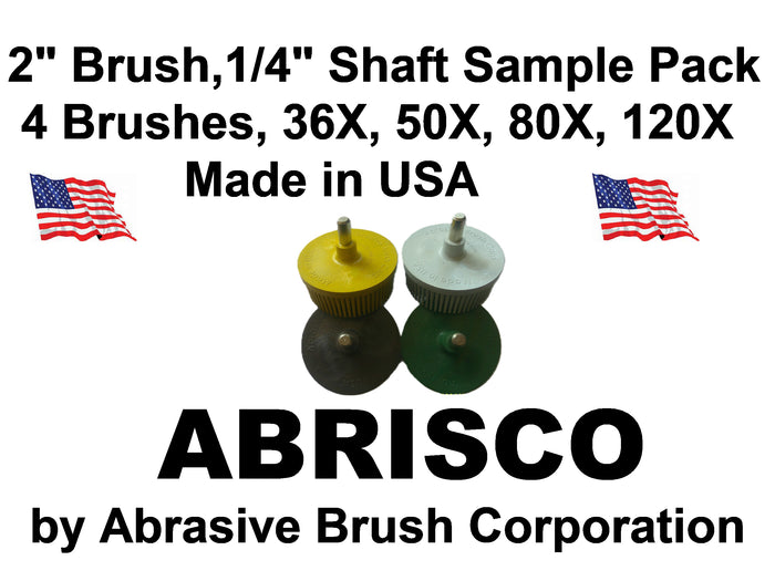 2"Brush 1/4" Steel Shaft, Sample Pack, 1 each 36X, 50X, 80X, 120X