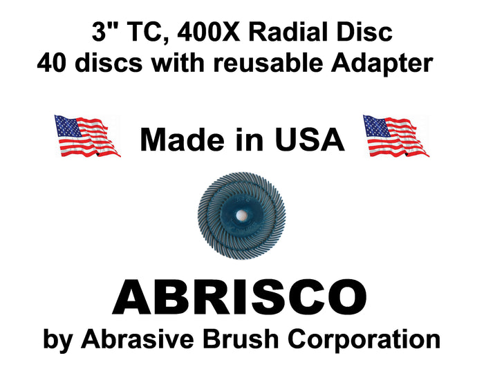 Radial Disc, 3" TC 400X, 40 discs per Box, Includes reusable Adapter with 1/4" steel shaft