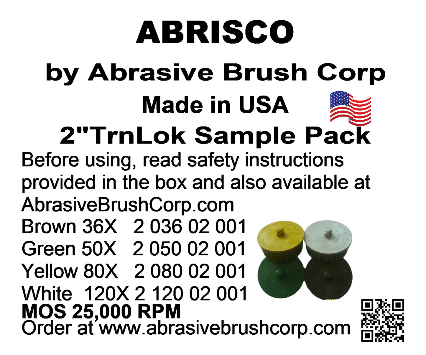 2" Brush TrnLok, Sample Pack, 1 each 36X, 50X, 80X, 120X